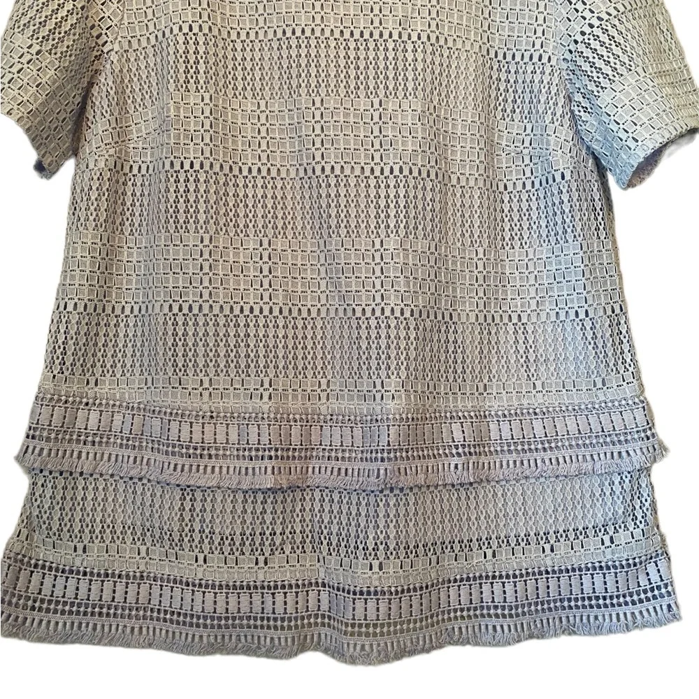 Banana Republic Light Lavender Peplum Short Sleeved Top with Fringe